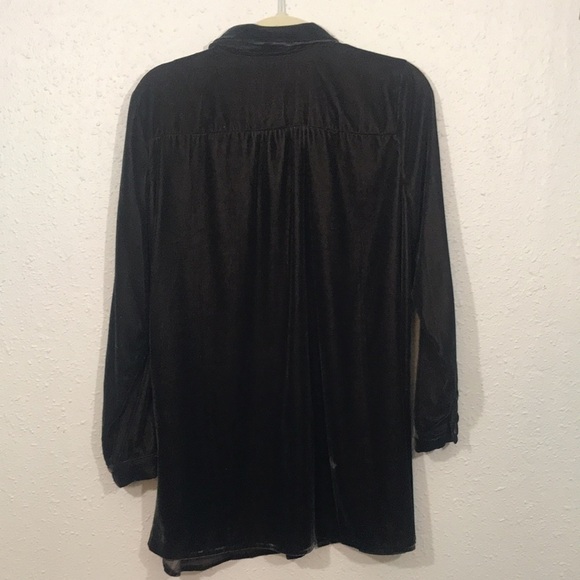 J.Jill Brown Velvet Button Front Long Sleeve Tunic         Size M - Picture 5 of 11